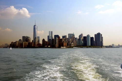 Lower Manhattan, seen from the boat ride to Statue of Liberty Island.